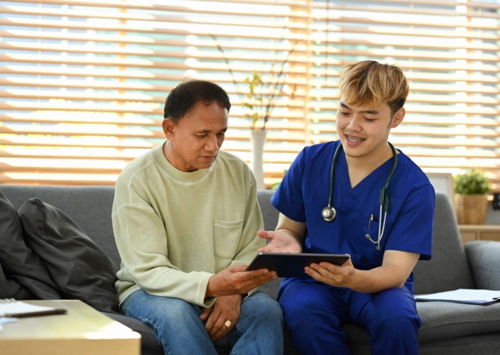 A patient at a men's health clinic going to get treatment for Peyronie's disease. 