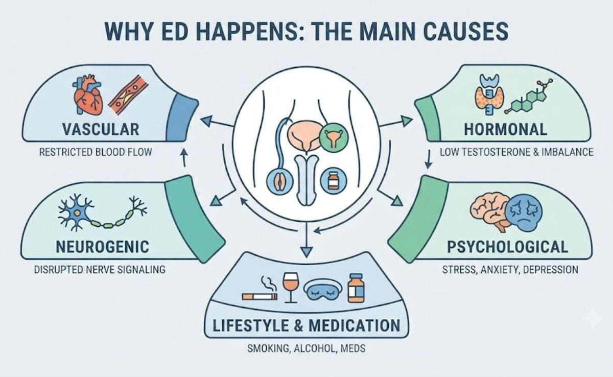 Erectile Dysfunction: A Complete Guide for Malaysian Men 3 Why ED Happens: The Main Causes